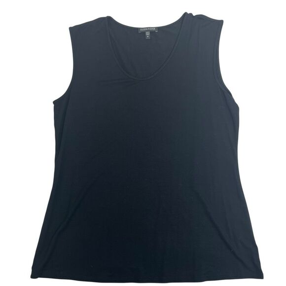 Eileen Fisher Womens Scoop Neck Stretch Jersey Shell Tank Top Black Size Medium - Picture 11 of 14